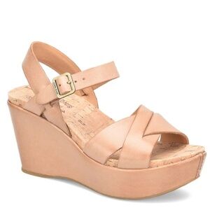 Kork-Ease Ava 2.0 Nude Leather Cork Wedge Sandals Size 9